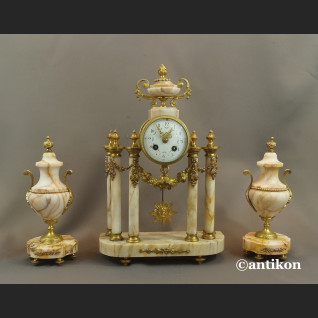 Zegar kominkowy antyki z przystawkami stary marmurowy 