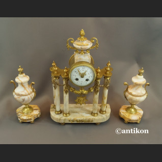 Zegar kominkowy antyki z przystawkami stary marmurowy 