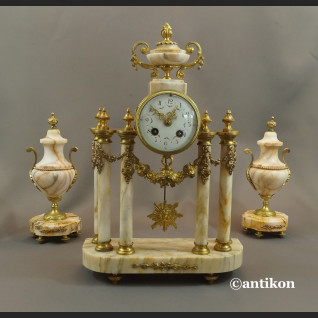 Zegar kominkowy antyki z przystawkami stary marmurowy 