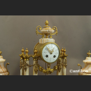 Zegar kominkowy antyki z przystawkami stary marmurowy 