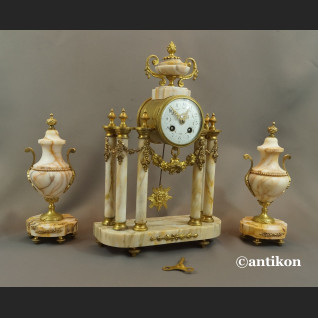 Zegar kominkowy antyki z przystawkami stary marmurowy 