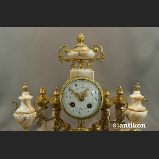 Zegar kominkowy antyki z przystawkami stary marmurowy 