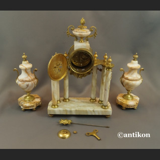 Zegar kominkowy antyki z przystawkami stary marmurowy 