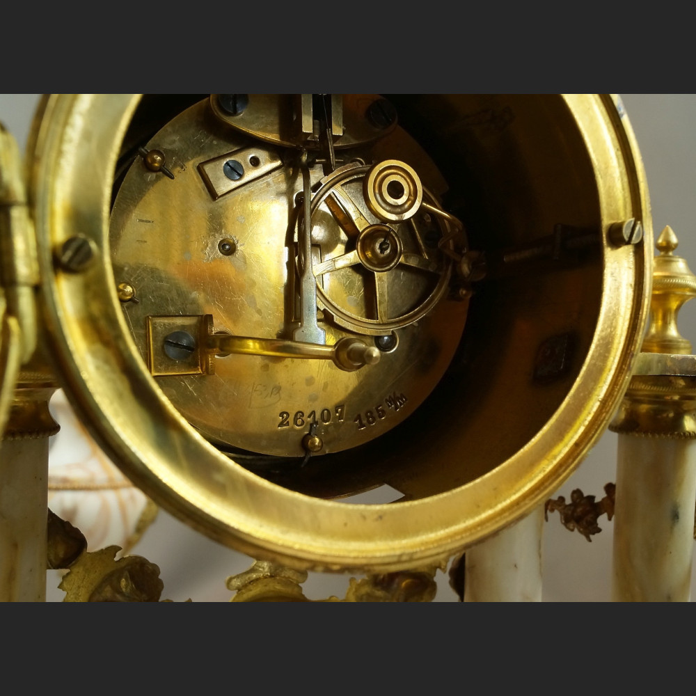 Zegar kominkowy antyki z przystawkami stary marmurowy 