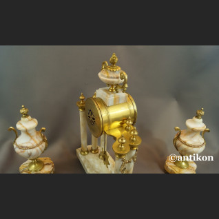 Zegar kominkowy antyki z przystawkami stary marmurowy 