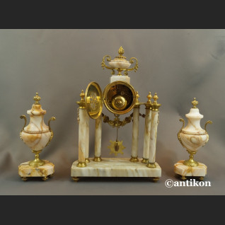 Zegar kominkowy antyki z przystawkami stary marmurowy 