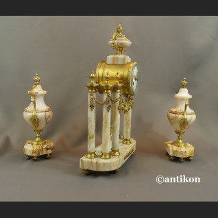 Zegar kominkowy antyki z przystawkami stary marmurowy 