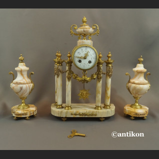 Zegar kominkowy antyki z przystawkami stary marmurowy 