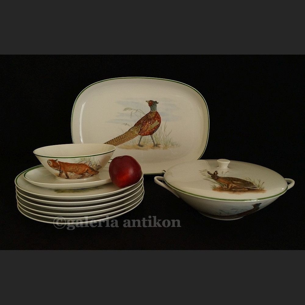 Serwis myśliwski obiadowy Krautheim Selb Bavaria komplet do dziczyzny 