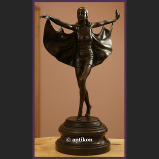 DUŻA RZEŹBA ART DECO UROCZA TANCERKA BRĄZ SYGNOWANA