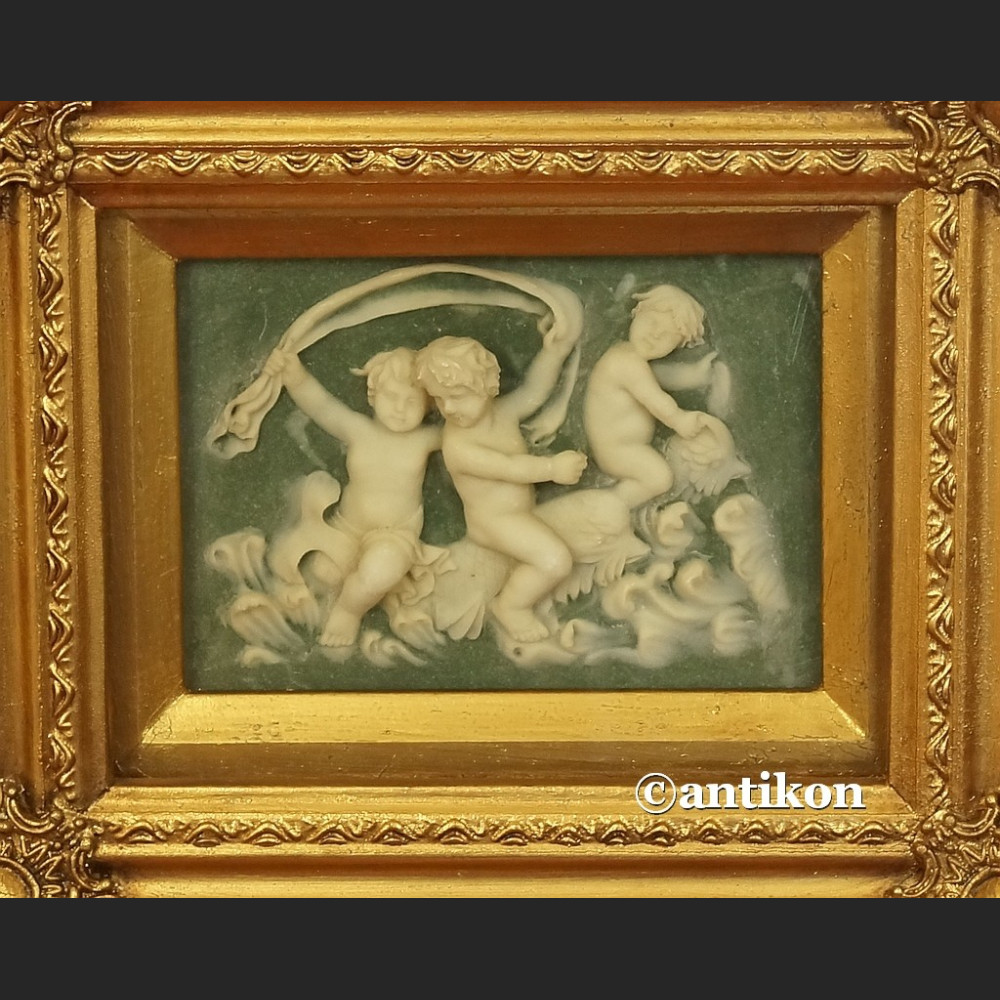 Relief  alabastrowy obraz Aniołki i Delfiny  Relief  alabastrowy obraz Aniołki i Delfiny