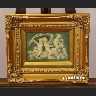 Relief  alabastrowy obraz Aniołki i Delfiny  Relief  alabastrowy obraz Aniołki i Delfiny