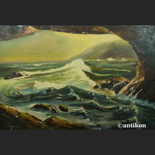 Obraz morze marynistyczny pejzaż Widok z groty 