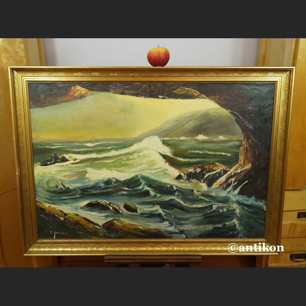 Obraz morze marynistyczny pejzaż Widok z groty 