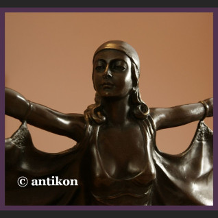 DUŻA RZEŹBA ART DECO UROCZA TANCERKA BRĄZ SYGNOWANA