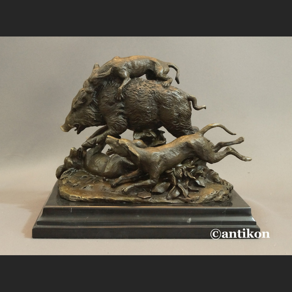 Dzik duża rzeźba brąz prezent dla myśliwego