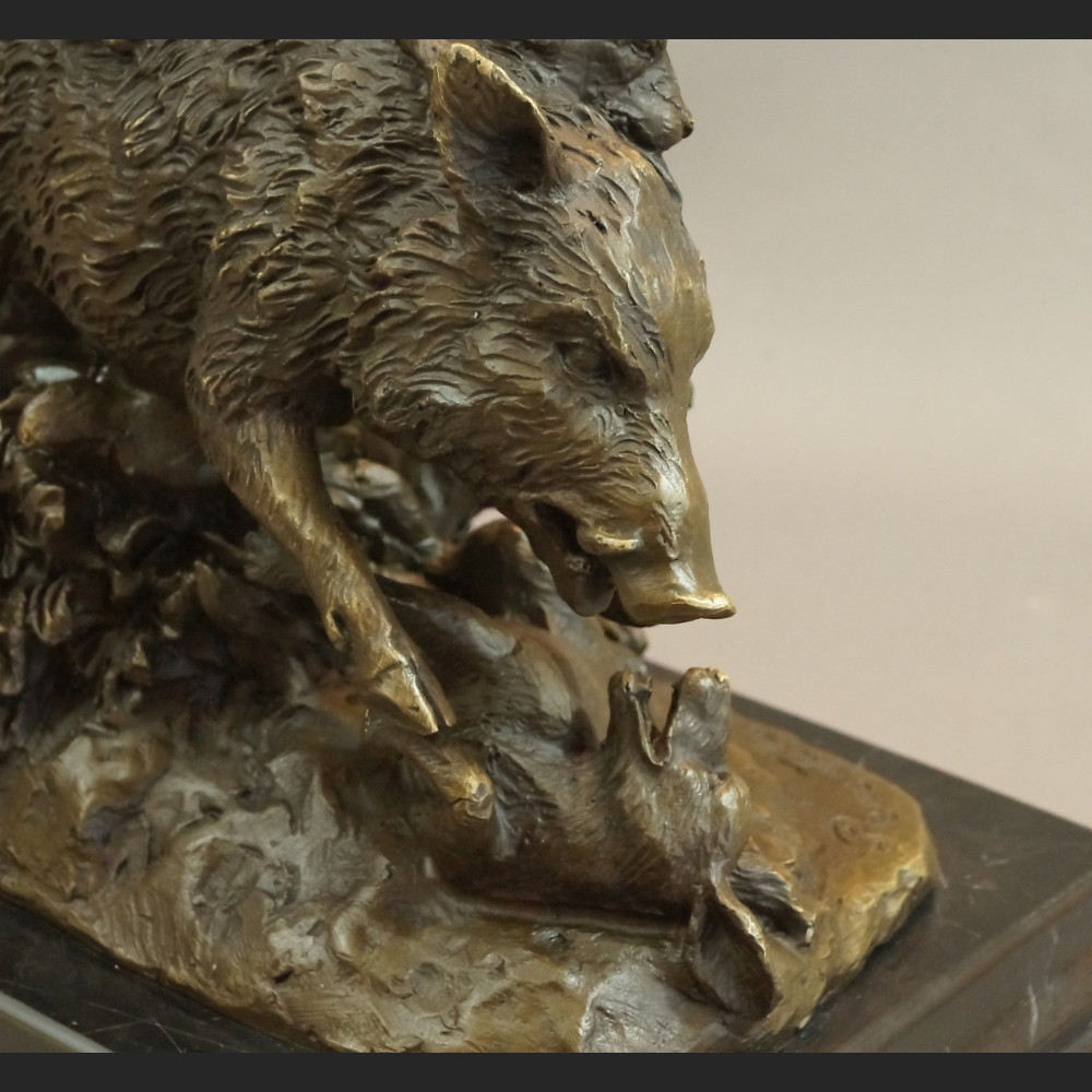 Dzik duża rzeźba brąz prezent dla myśliwego