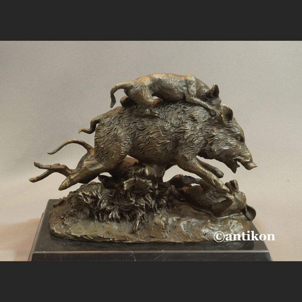 Dzik duża rzeźba brąz prezent dla myśliwego