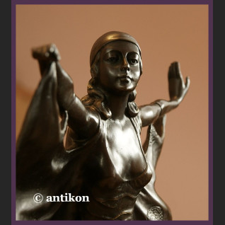 DUŻA RZEŹBA ART DECO UROCZA TANCERKA BRĄZ SYGNOWANA