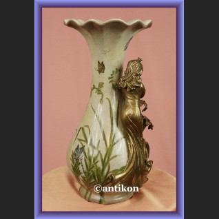 Porcelanowy wazon z elfem porcelana z brązem 