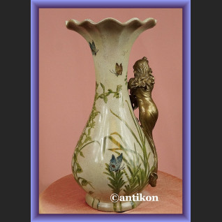 Porcelanowy wazon z elfem porcelana z brązem 