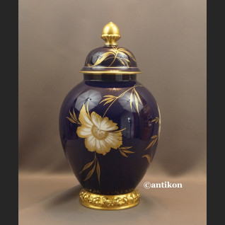 Wazon Rosenthal z pokrywą kobaltowy granat w kwiaty Wazon Rosenthal z pokrywą kobaltowy granat w kwiaty