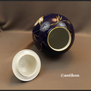Wazon Rosenthal z pokrywą kobaltowy granat w kwiaty Wazon Rosenthal z pokrywą kobaltowy granat w kwiaty