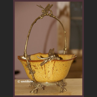 Secesyjna porcelana koszyk z ważkami 