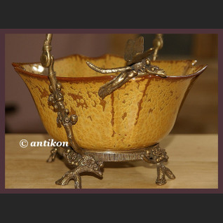 Secesyjna porcelana koszyk z ważkami 