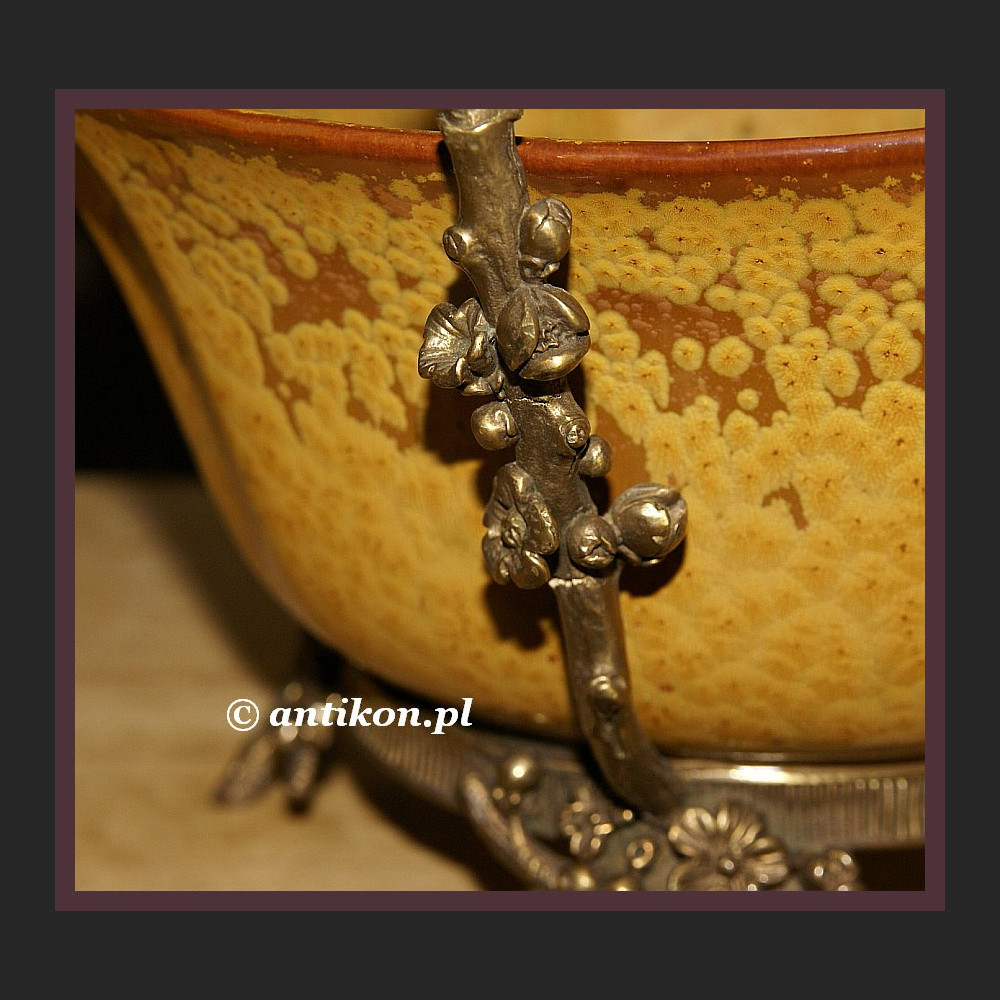 Secesyjna porcelana koszyk z ważkami 