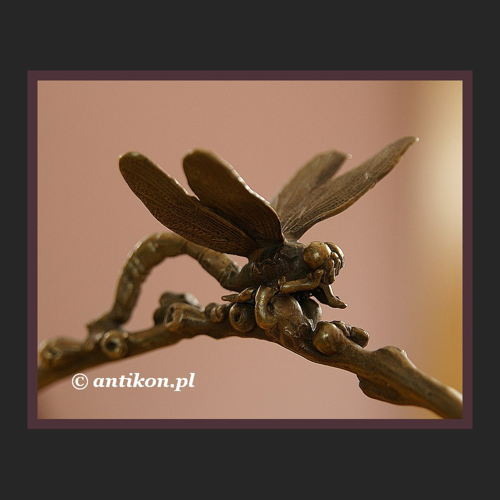 Secesyjna porcelana koszyk z ważkami 