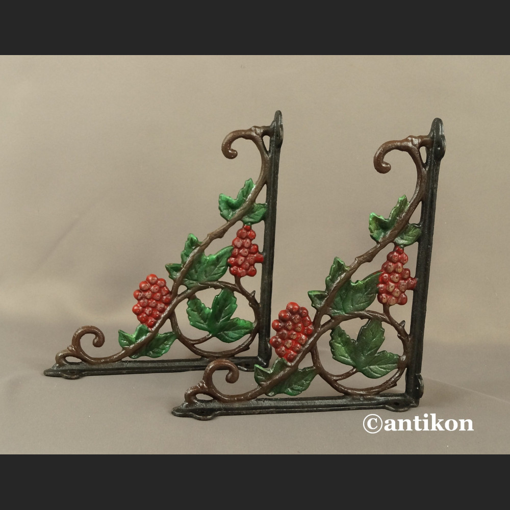 Wsporniki żeliwne do półki ozdobne z winogronami komplet 2 szt. 