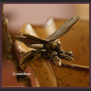 Secesyjna porcelana koszyk z ważkami 