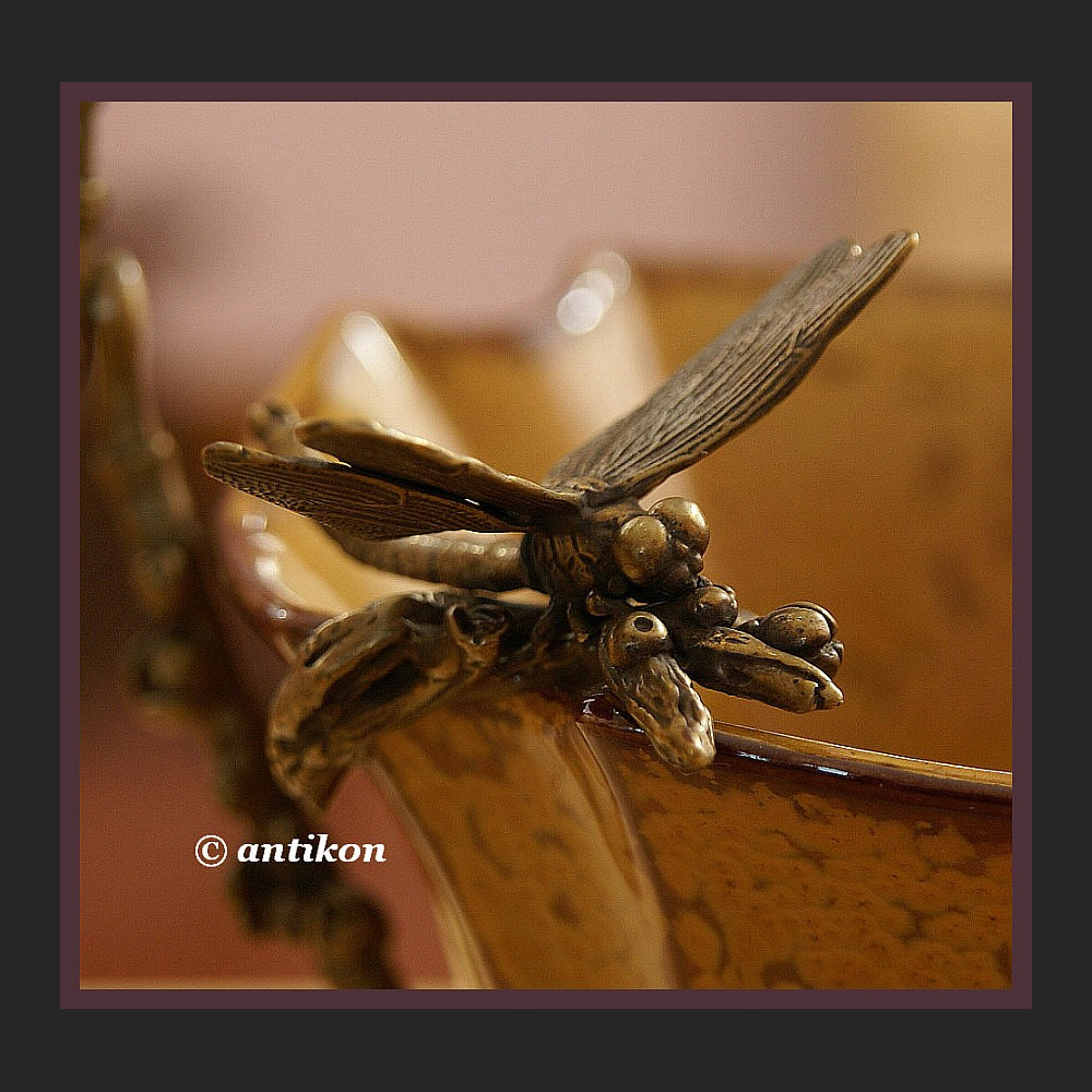 Secesyjna porcelana koszyk z ważkami 