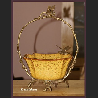 Secesyjna porcelana koszyk z ważkami 