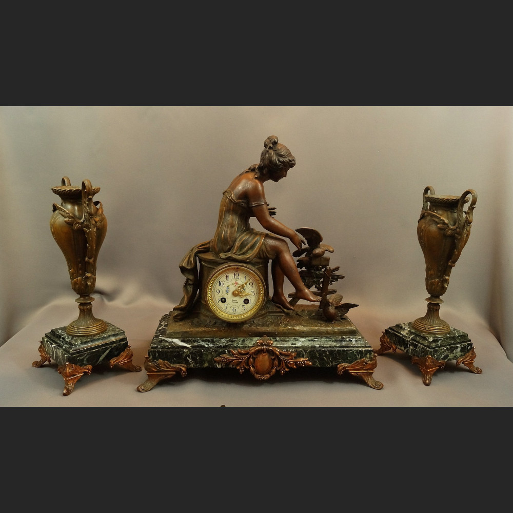 Zegar kominkowy antyk  Francja 1900r 