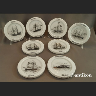 Żaglowce talerze kolekcjonerskie szklane bulaje Żaglowce talerze kolekcjonerskie szklane bulaje