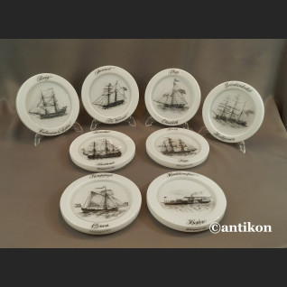 Żaglowce talerze kolekcjonerskie szklane bulaje Żaglowce talerze kolekcjonerskie szklane bulaje