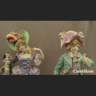 Porcelanowe figury para dworska prezent ślubny duże okazy Porcelanowe figury para dworska prezent ślubny duże okazy