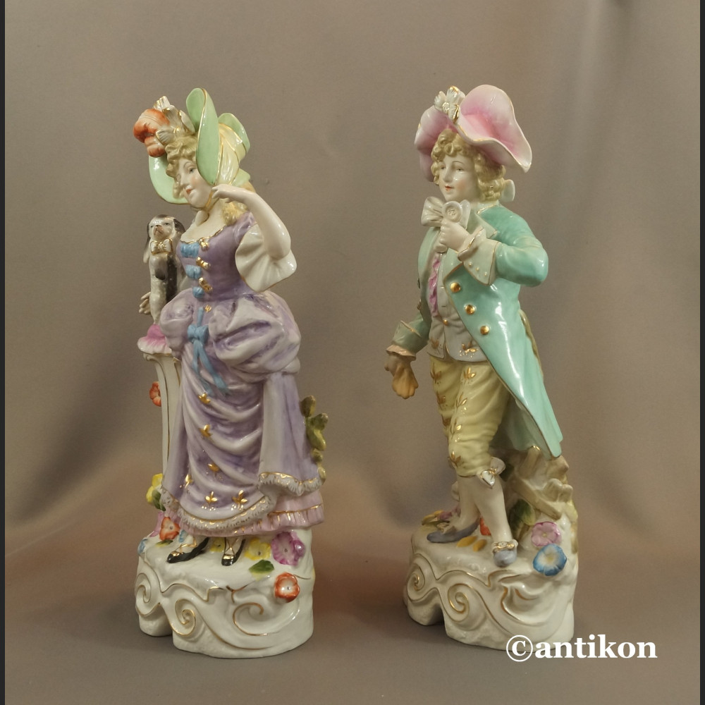 Porcelanowe figury para dworska prezent ślubny duże okazy Porcelanowe figury para dworska prezent ślubny duże okazy