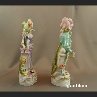 Porcelanowe figury para dworska prezent ślubny duże okazy Porcelanowe figury para dworska prezent ślubny duże okazy