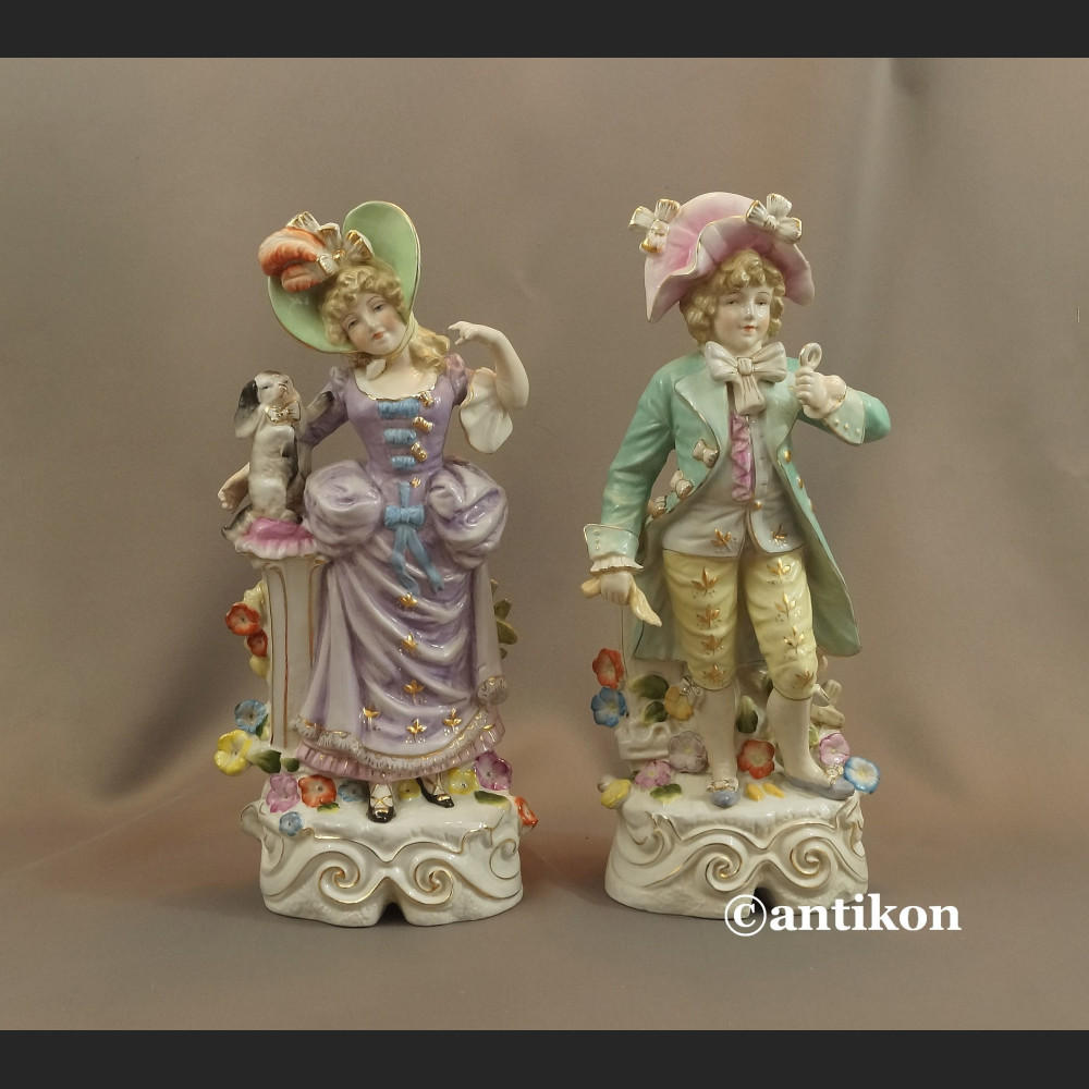 Porcelanowe figury para dworska prezent ślubny duże okazy Porcelanowe figury para dworska prezent ślubny duże okazy