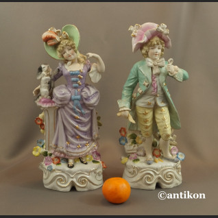 Porcelanowe figury para dworska prezent ślubny duże okazy 