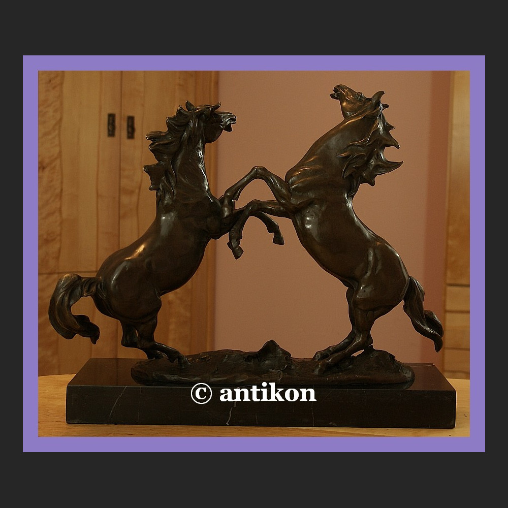 Rzeźba konie kominkowy brąz ogromna figura koń 