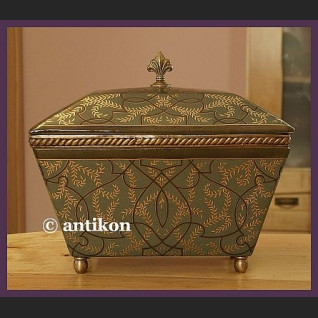 Porcelana z brązem wielka zielona szkatuła art deco