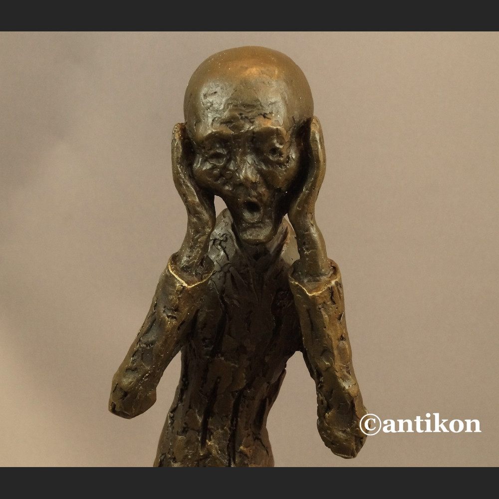 Rzeźba nowoczesna Krzyk wg. E. Munch brąz 