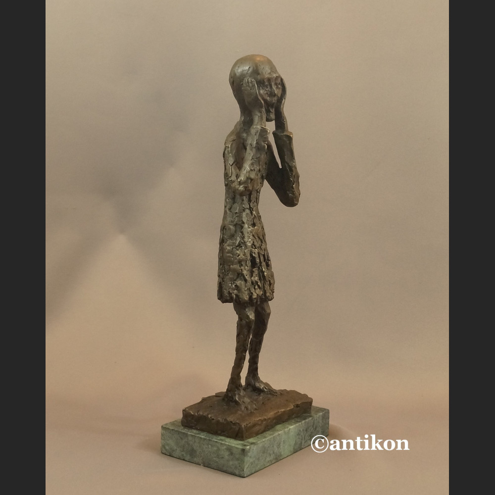 Rzeźba nowoczesna Krzyk wg. E. Munch brąz 