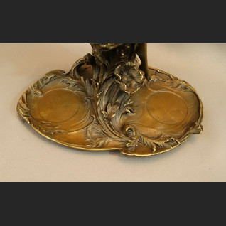 Patera secesyjna z nimfą prawdziwy brąz 