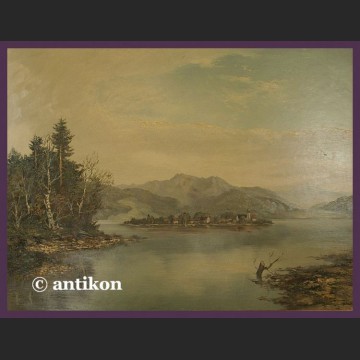 Obraz olejny na desce Widok na jezioro