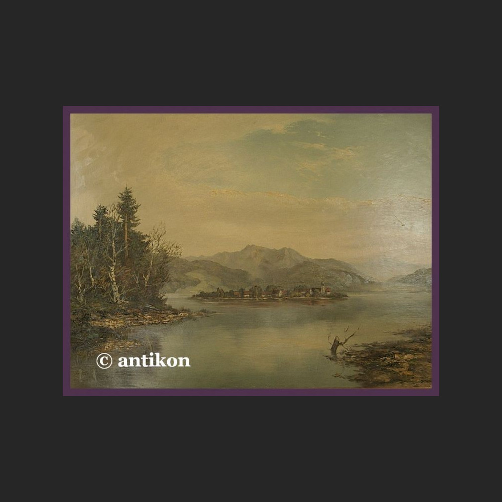 Obraz olejny na desce Widok na jezioro Obraz olejny na desce Widok na jezioro